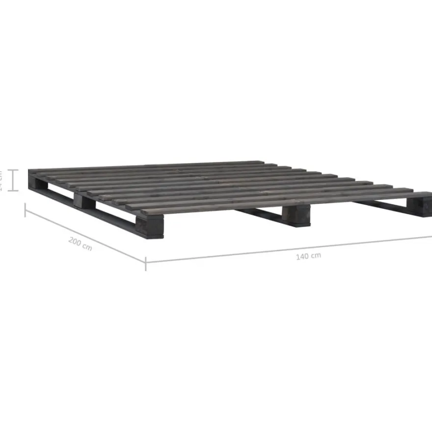 vidaXL Palettenbett Grau Massivholz Kiefer 140×200 cm
