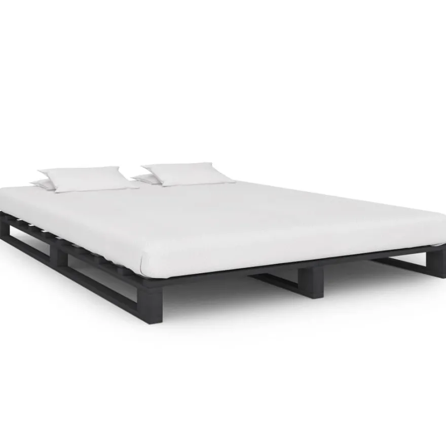 vidaXL Palettenbett Grau Massivholz Kiefer 140×200 cm