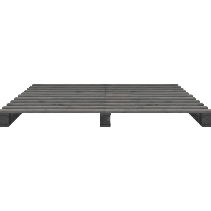 vidaXL Palettenbett Grau Massivholz Kiefer 140×200 cm