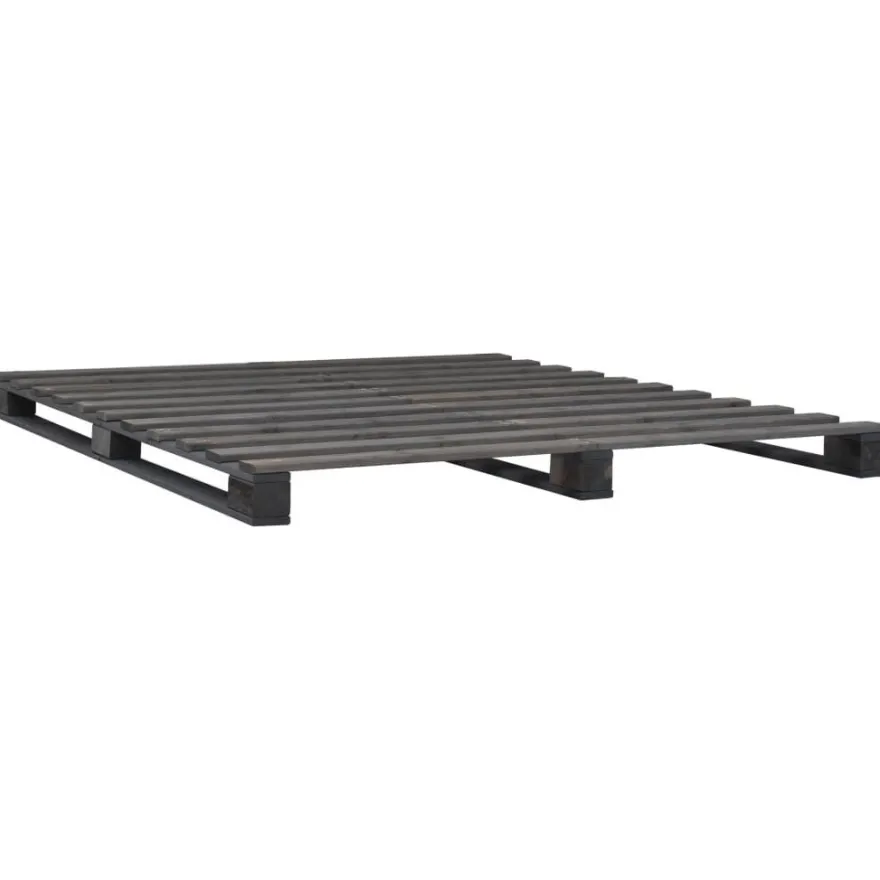 vidaXL Palettenbett Grau Massivholz Kiefer 140×200 cm