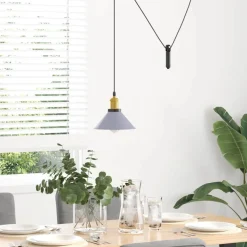 vidaXL Pendelleuchte Höhenverstellbar E27 Grau Glänzend Ø 22 cm Metall