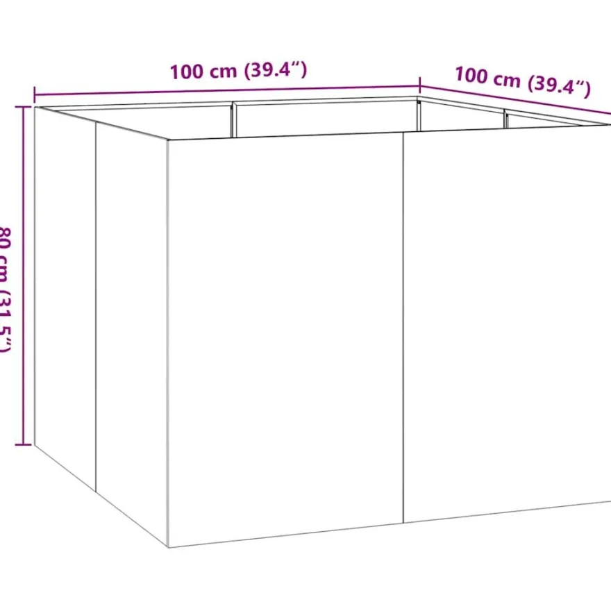 vidaXL Pflanzgefäß Anthrazit 100x100x80 cm Stahl