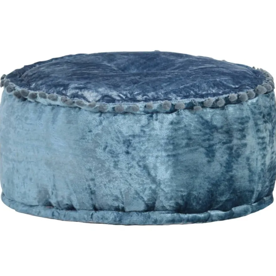vidaXL Pouf Rund Samt 40x20 cm Blau