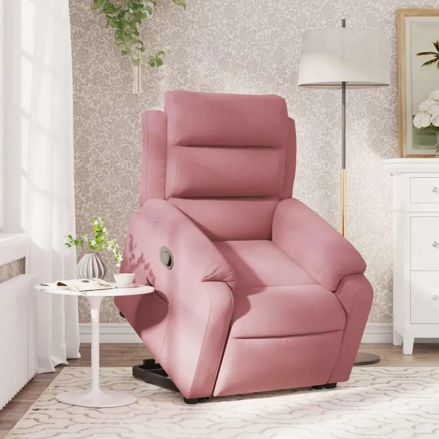 vidaXL Relaxsessel mit Aufstehhilfe Rosa Samt