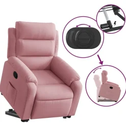 vidaXL Relaxsessel mit Aufstehhilfe Rosa Samt