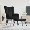 vidaXL Relaxsessel mit Hocker Schwarz Samt