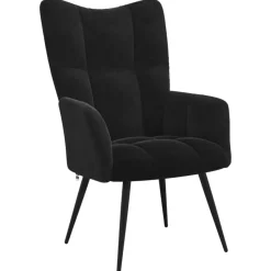 vidaXL Relaxsessel mit Hocker Schwarz Samt