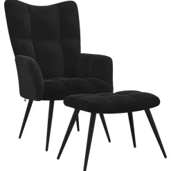 vidaXL Relaxsessel mit Hocker Schwarz Samt