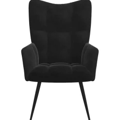 vidaXL Relaxsessel mit Hocker Schwarz Samt