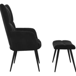 vidaXL Relaxsessel mit Hocker Schwarz Samt