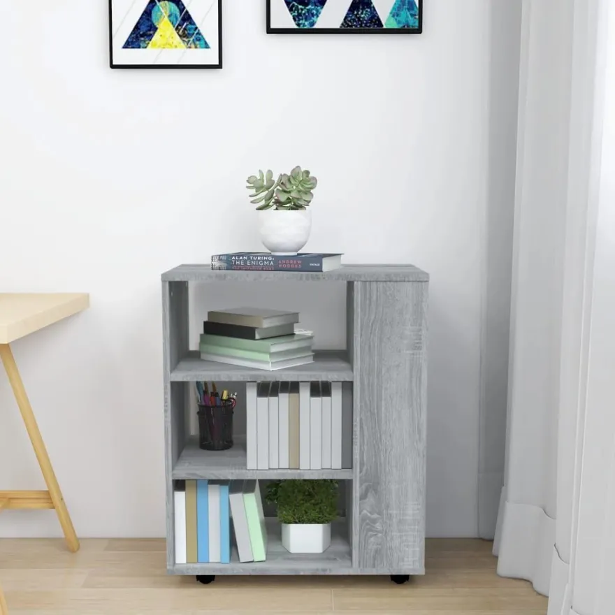 vidaXL Rollschrank Grau Sonoma 60x35x75 cm Holzwerkstoff