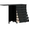 vidaXL Rollschrank mit Schreibtisch MOSS Schwarz Massivholz Kiefer