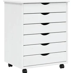 vidaXL Rollschrank mit Schubladen MOSS Weiß Massivholz Kiefer
