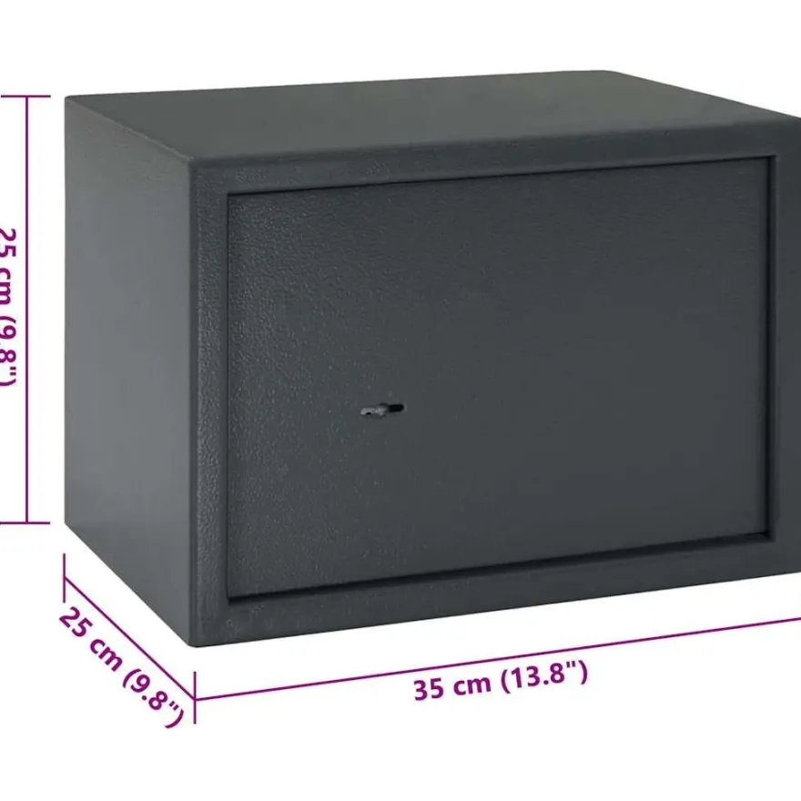 vidaXL Safe Box mit Schloss Dunkelgrau 35 x 25 x 25 cm Stahl