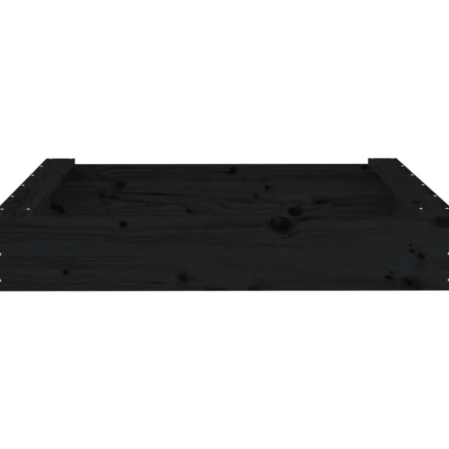 vidaXL Sandkasten mit Sitzen Schwarz Quadratisch Massivholz Kiefer