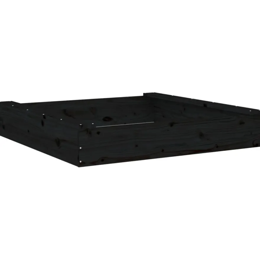 vidaXL Sandkasten mit Sitzen Schwarz Quadratisch Massivholz Kiefer