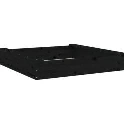 vidaXL Sandkasten mit Sitzen Schwarz Quadratisch Massivholz Kiefer