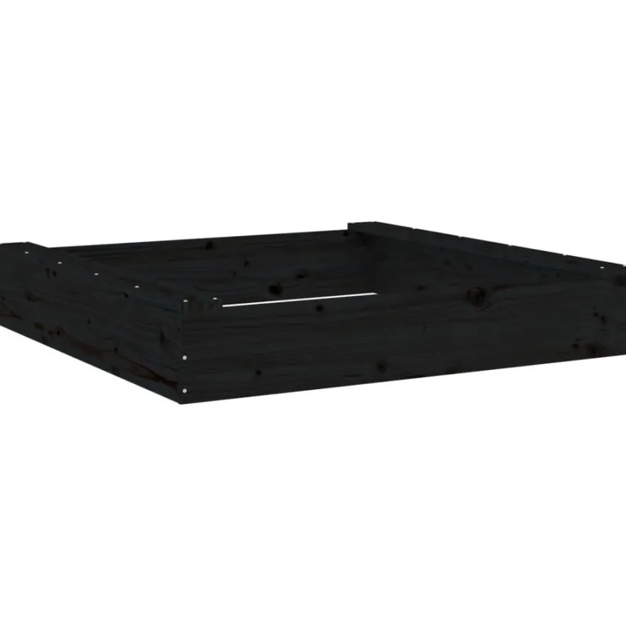 vidaXL Sandkasten mit Sitzen Schwarz Quadratisch Massivholz Kiefer