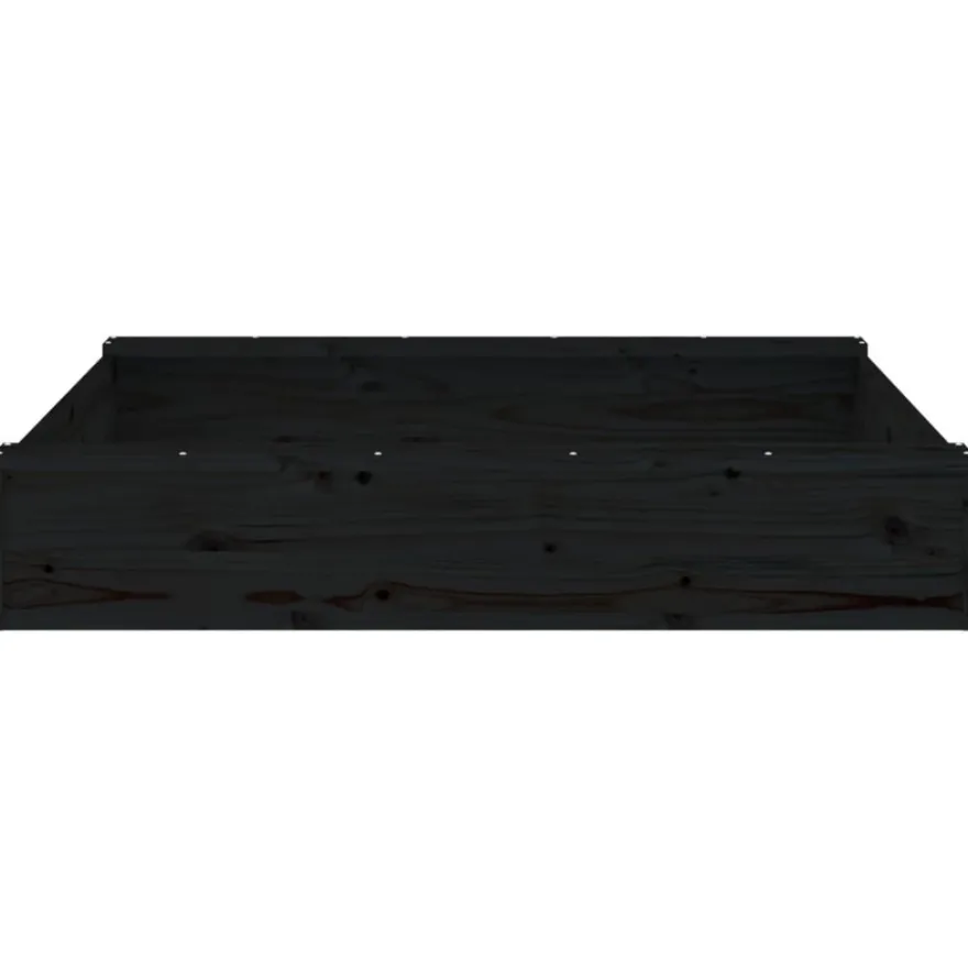 vidaXL Sandkasten mit Sitzen Schwarz Quadratisch Massivholz Kiefer