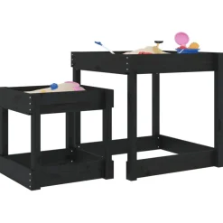 vidaXL Sand-Spieltische 2 Stk. Schwarz Massivholz Kiefer