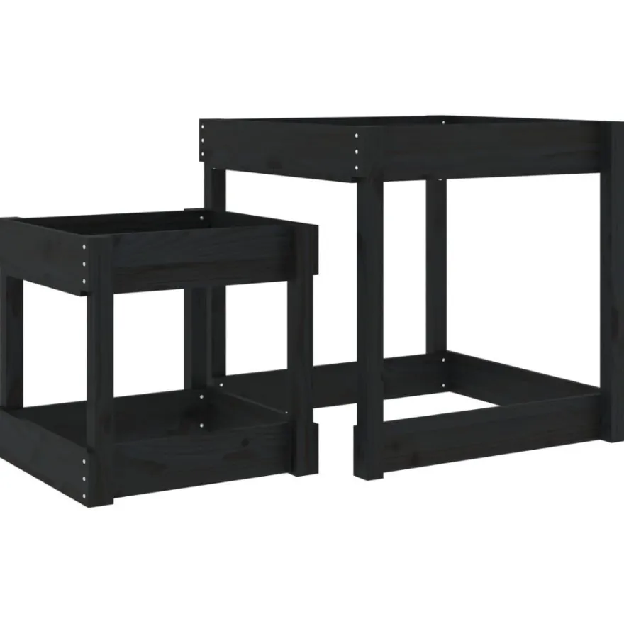 vidaXL Sand-Spieltische 2 Stk. Schwarz Massivholz Kiefer
