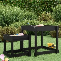 vidaXL Sand-Spieltische 2 Stk. Schwarz Massivholz Kiefer