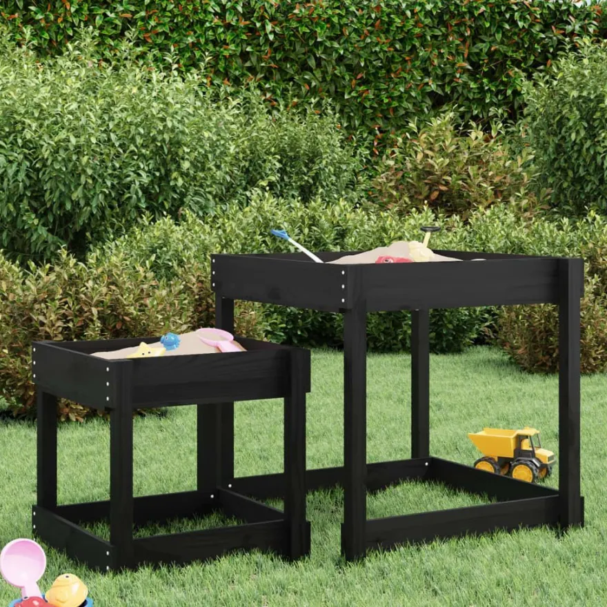 vidaXL Sand-Spieltische 2 Stk. Schwarz Massivholz Kiefer