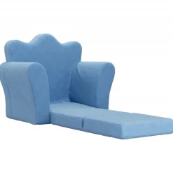 vidaXL Schlafsofa für Kinder Blau Weich Plüsch