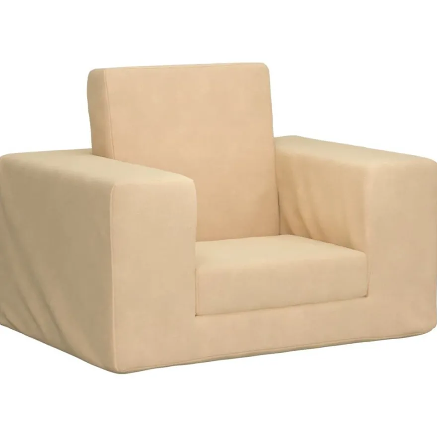 vidaXL Schlafsofa für Kinder Creme Weicher Plüsch