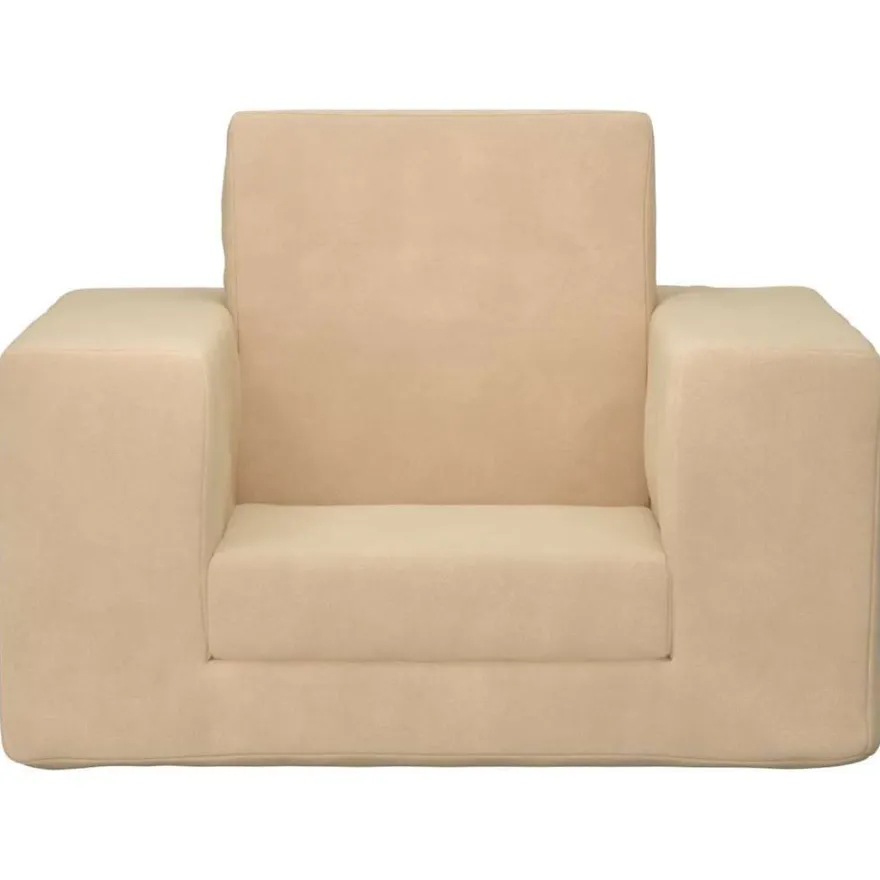 vidaXL Schlafsofa für Kinder Creme Weicher Plüsch