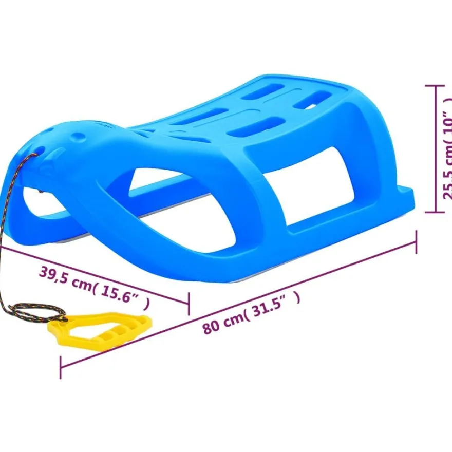vidaXL Schlitten Blau 80x39,5x25,5 cm Polypropylen