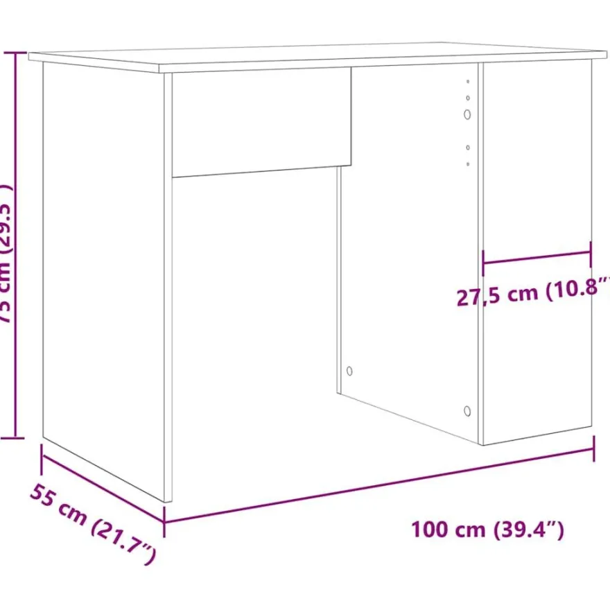 vidaXL Schreibtisch Artisan-Eiche 100x55x75 cm Holzwerkstoff