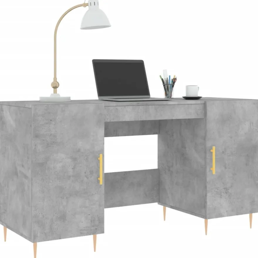 vidaXL Schreibtisch Betongrau 140x50x75 cm Holzwerkstoff