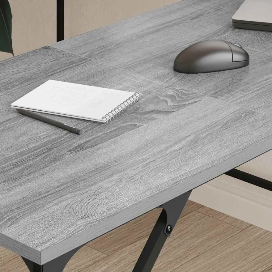 vidaXL Schreibtisch Grau Sonoma 149x149x75 cm Holzwerkstoff