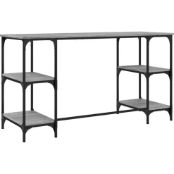vidaXL Schreibtisch Grau Sonoma 140x50x75 cm Metall Holzwerkstoff