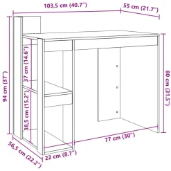 vidaXL Schreibtisch Sonoma-Eiche 103,5x56,5x94 cm Holzwerkstoff