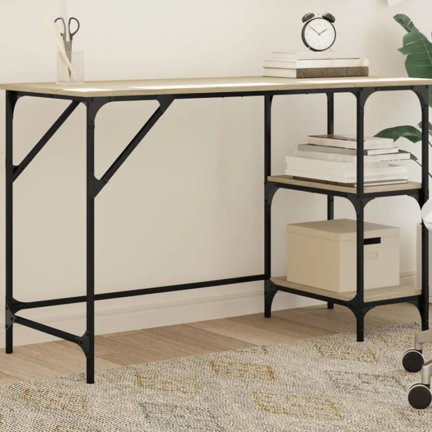 vidaXL Schreibtisch Sonoma-Eiche 120x50x75 cm Metall Holzwerkstoff