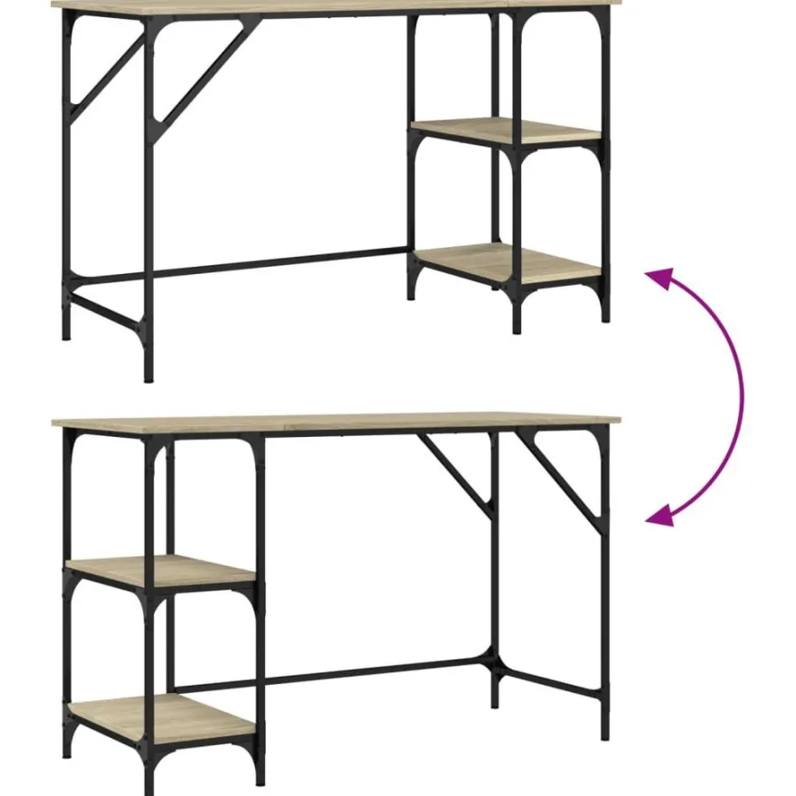 vidaXL Schreibtisch Sonoma-Eiche 120x50x75 cm Metall Holzwerkstoff