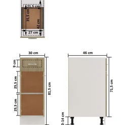 vidaXL Schubunterschrank Lyon Sonoma-Eiche 30x46x81,5 cm Holzwerkstoff