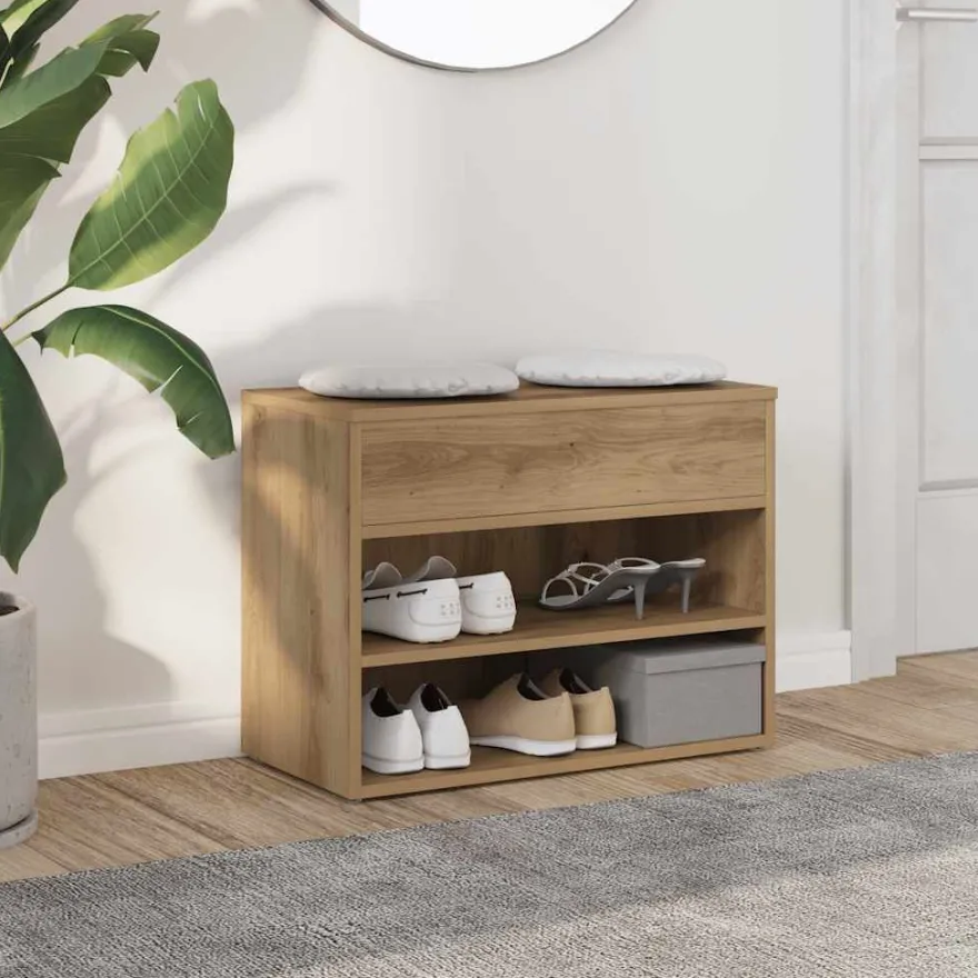 vidaXL Schuhbank Artisan-Eiche 60x30x45 cm Holzwerkstoff