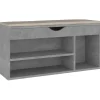 vidaXL Schuhbank mit Kissen Betongrau 104x30x49 cm Holzwerkstoff