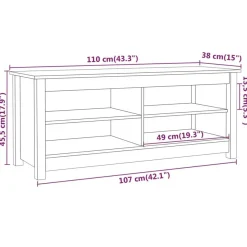 vidaXL Schuhbank Schwarz 110x38x45,5 cm Massivholz Kiefer