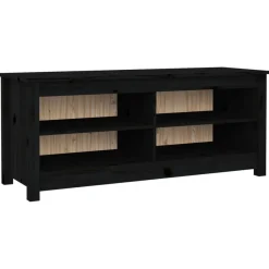 vidaXL Schuhbank Schwarz 110x38x45,5 cm Massivholz Kiefer