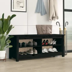 vidaXL Schuhbank Schwarz 110x38x45,5 cm Massivholz Kiefer
