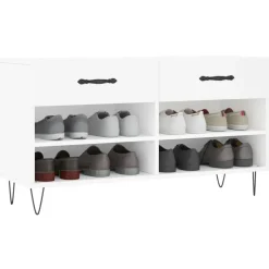 vidaXL Schuhbank Weiß 102x35x55 cm Holzwerkstoff