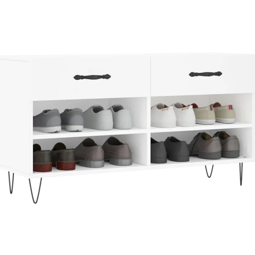 vidaXL Schuhbank Weiß 102x35x55 cm Holzwerkstoff