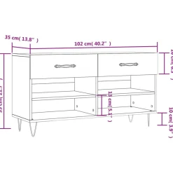 vidaXL Schuhbank Weiß 102x35x55 cm Holzwerkstoff