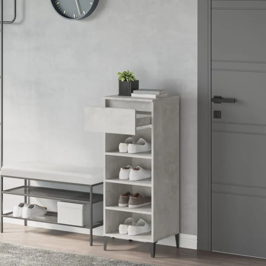vidaXL Schuhregal Betongrau 40x36x105 cm Holzwerkstoff
