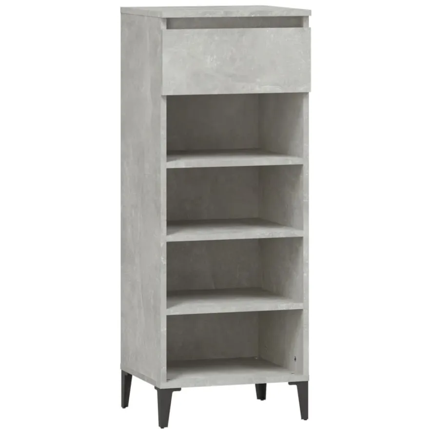 vidaXL Schuhregal Betongrau 40x36x105 cm Holzwerkstoff