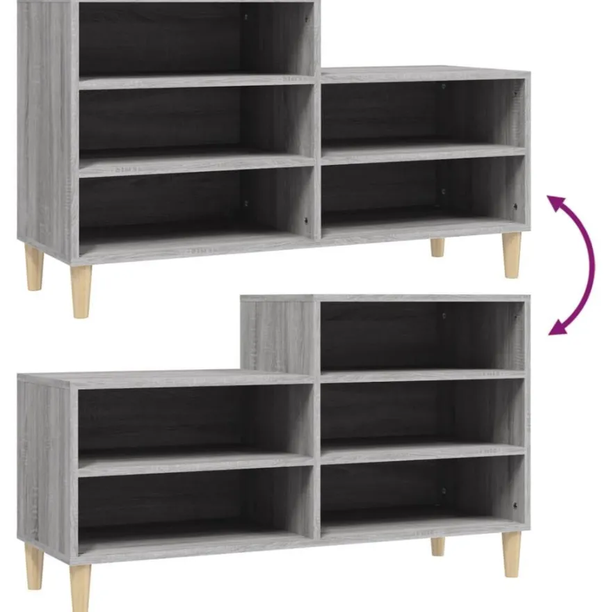vidaXL Schuhregal Grau Sonoma 102x36x60 cm Holzwerkstoff